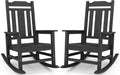 SERWALL Black Outdoor Rocking Chair Set of 2, All Weather Patio Rocking Chair, HDPE Poly Rocking Chair for Adults, Heavy Duty Front Porch Rocker