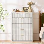 LEYAOYAO Fluted 6 Drawers Dresser for Bedroom, 42" Tall Modern Chest of Drawers with Metal Handle, Curved Profile Design,White Wood Drawer Organizer for Bedroom, Living Room, Hallway, Entryway