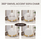 COLAMY 360° Swivel Accent Chair Set of 2 with Pillow, Living Room Armchair No-Sag Foam & Sturdy Metal Base, Fully Assembled Swivel Single Sofa for Bedroom Living Room, Reading Room, Beige