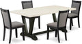 East West Furniture V627MZ650-5 5 Piece Dining Room Table Set Includes a Rectangle Kitchen Table with V-Legs and 4 Dark Gotham Grey Linen Fabric Parsons Chairs, 40x72 Inch, Multi-Color