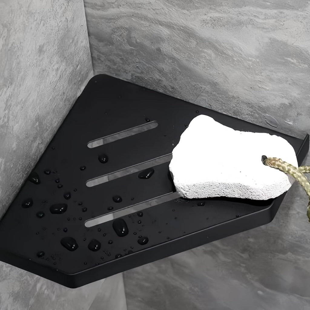 Lavatory Bathroom Corner 304 Stainless Steel Shelf Wall Mount Triangular, Soap Holder,Black