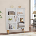 YAHARBO White Bookshelf,3 Tier Book Shelf with Legs, 7 Cube Minimalist Bookcase,Storage Organizer Shelves Display Bookcases for Bedroom,Living Room
