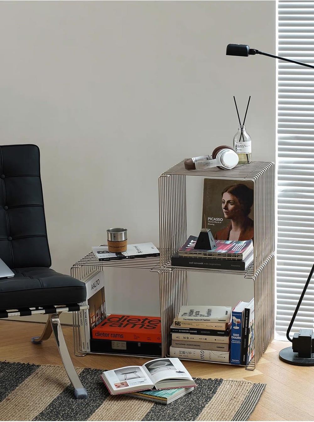 304 Stainless Steel Side Table,Square Geometry Retro Side Table Linear Metal ...