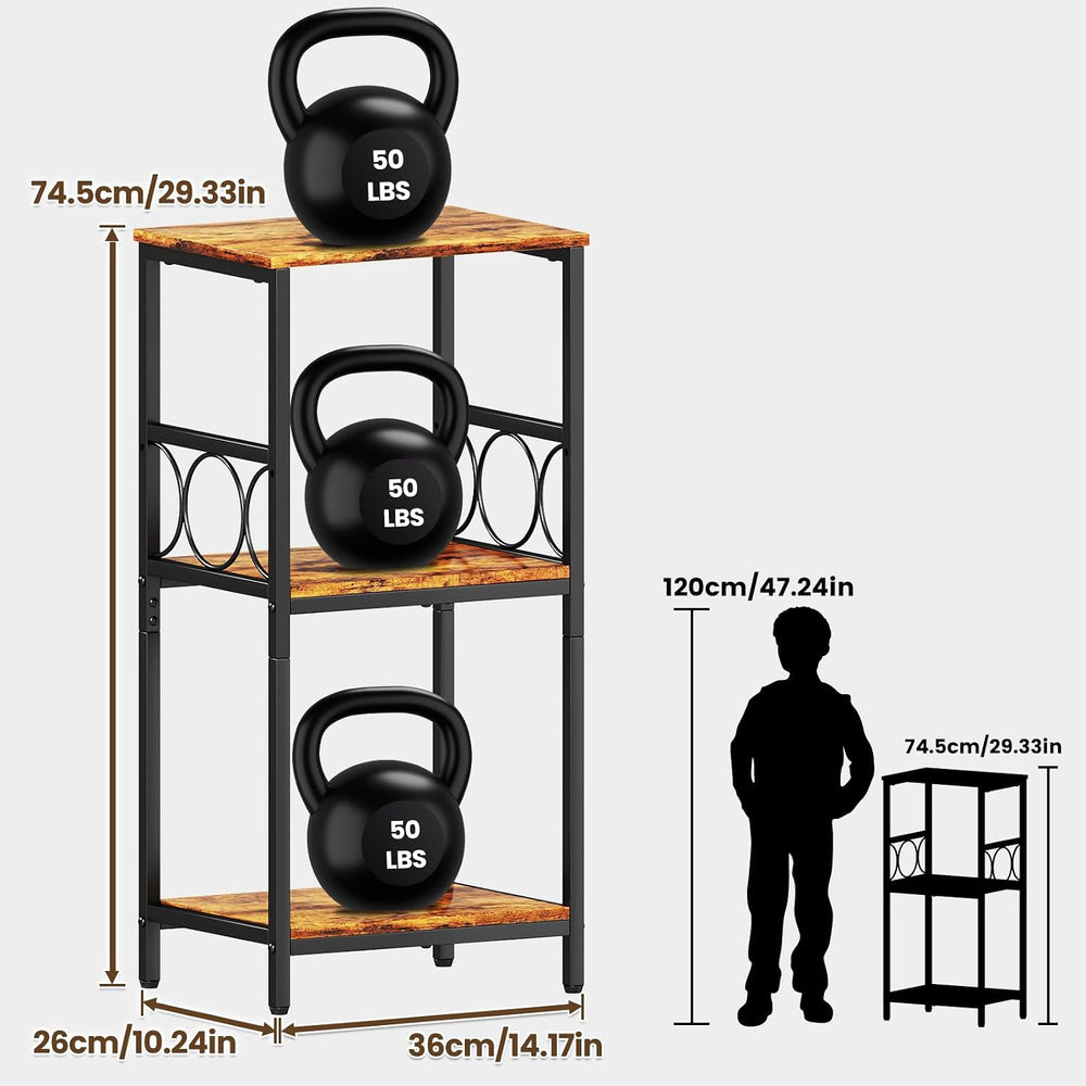 Side Table 3-Tier End Table with Adjustable Shelf Modern Tall Nightstand Smal...