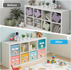 Cube Storage Bins, 6 Pack 11 Inch Fabric Storage Bins with Handle and Label Window, Foldable Storage Cubes, Colorful Fabric Bins for Kids Room, Classroom Organization and Storage, Clothes, Toys