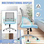 Office Chair ergonomically Designed with Breathable mesh backrest and Lumbar Support Adjustable Height Suitable for Offices Homes bedrooms Study Rooms Blue