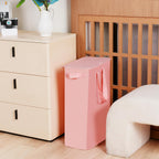 efluky Slim Laundry Basket with Lid, Narrow Laundry Hamper with Handles, Collapsible Dirty Clothes Hamper, Tall Laundry Bin for Laundry Room, Dorm and Bedroom, 55L Pink