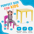ZENY Kids Plastic Table and 4 Chairs Set, Multicolor Play Room Furniture for Reading, Train, Art, Crafts, Play