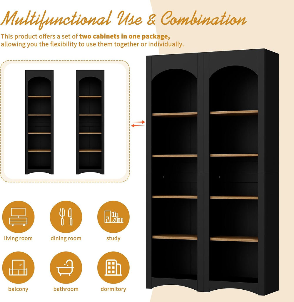 Freestanding Corner Kitchen Pantry with 4 Shelves, Traditional, Rectangular S...