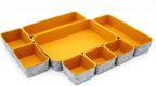 Welaxy desk drawer organizers tray felt storage bin for office suppliers entryway catchall key holder makeup crafts pens decluttering 8-piece fall gift (Curry)