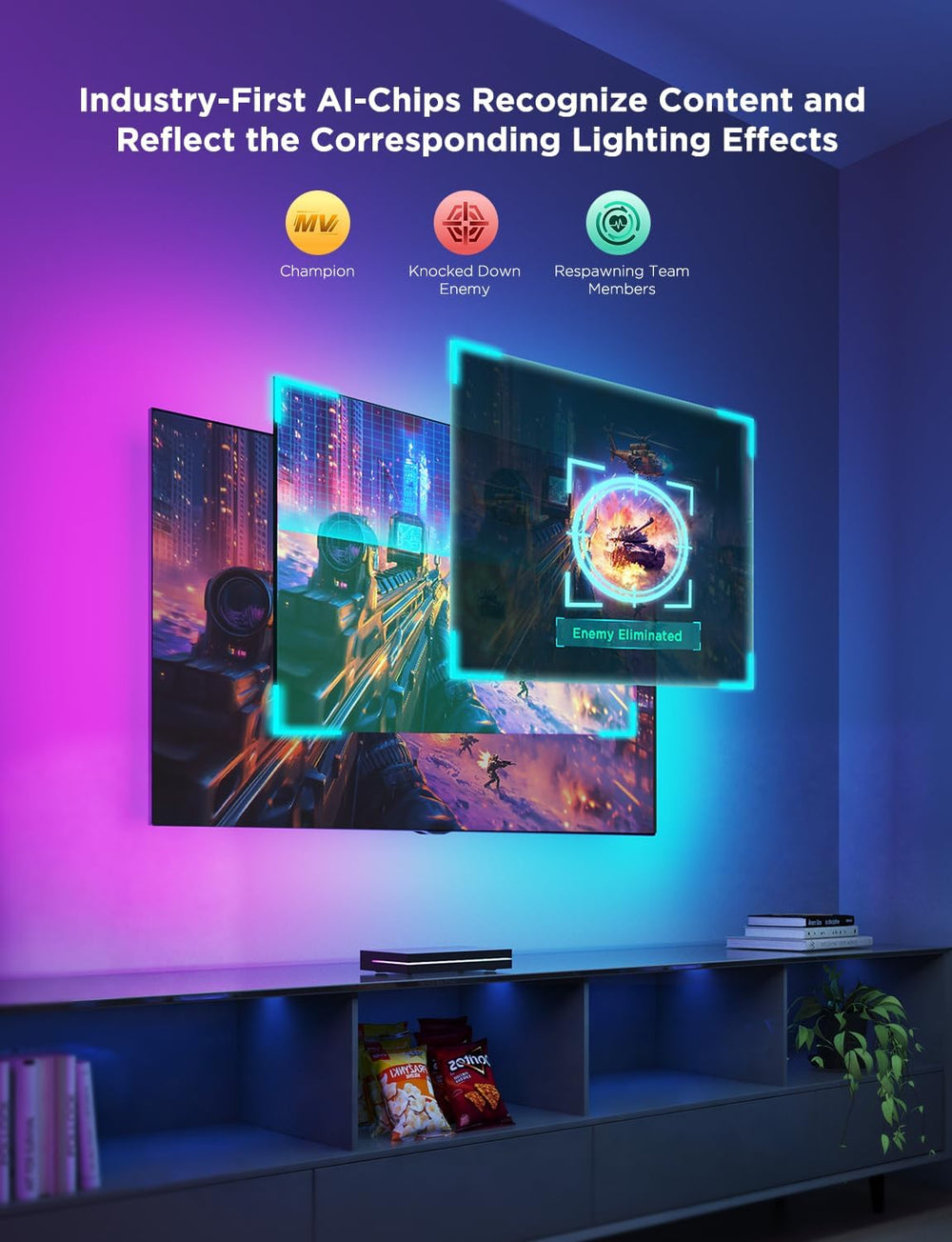 Govee HDMI 2.1 AI Sync Box 2, 8K/4K @144Hz, RGBWIC for 55-65 Inch TVs