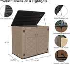 HOMSPARK Storage Shed Weather Resistance, Multi-Purpose Outdoor Storage Cabinet for Backyards and Patios, Horizontal Storage Shed for Lawnmower, Patio Accessories (Coffee,Large - 48 cu.ft)