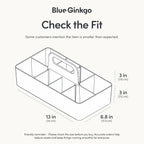 BLUE GINKGO Stackable Organizer Caddy – Korean-Made Portable Tote for Bathroom, Office, Crafts, or School Supplies (Long Rectangle, White)