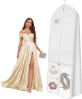 72" Dress Bag for Long Dress for Gowns Wedding Dress Quinceanera Dress Sweet 16 Dress Vestido de 15 años Prom Dress Long 3 Extra Pockets Dress Garment Cover for Women, White