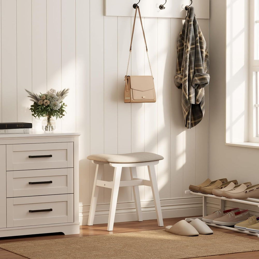 Solid Wood Small Vanity Stool Chair, Makeup Stools for Vanity Desk, Bathroom ...