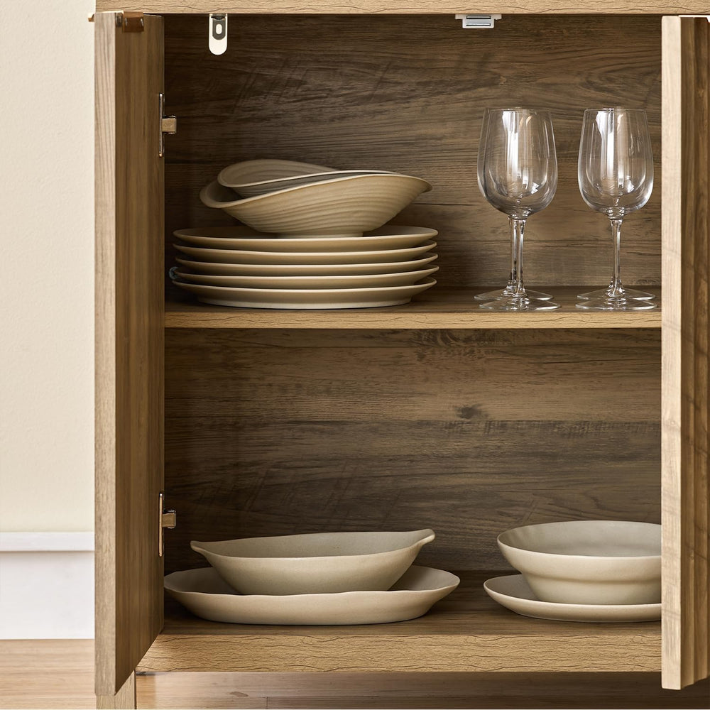 OAKHAM HOME Buffet Cabinet Fluted Sideboard 56" Accent Cabinet with Adju...