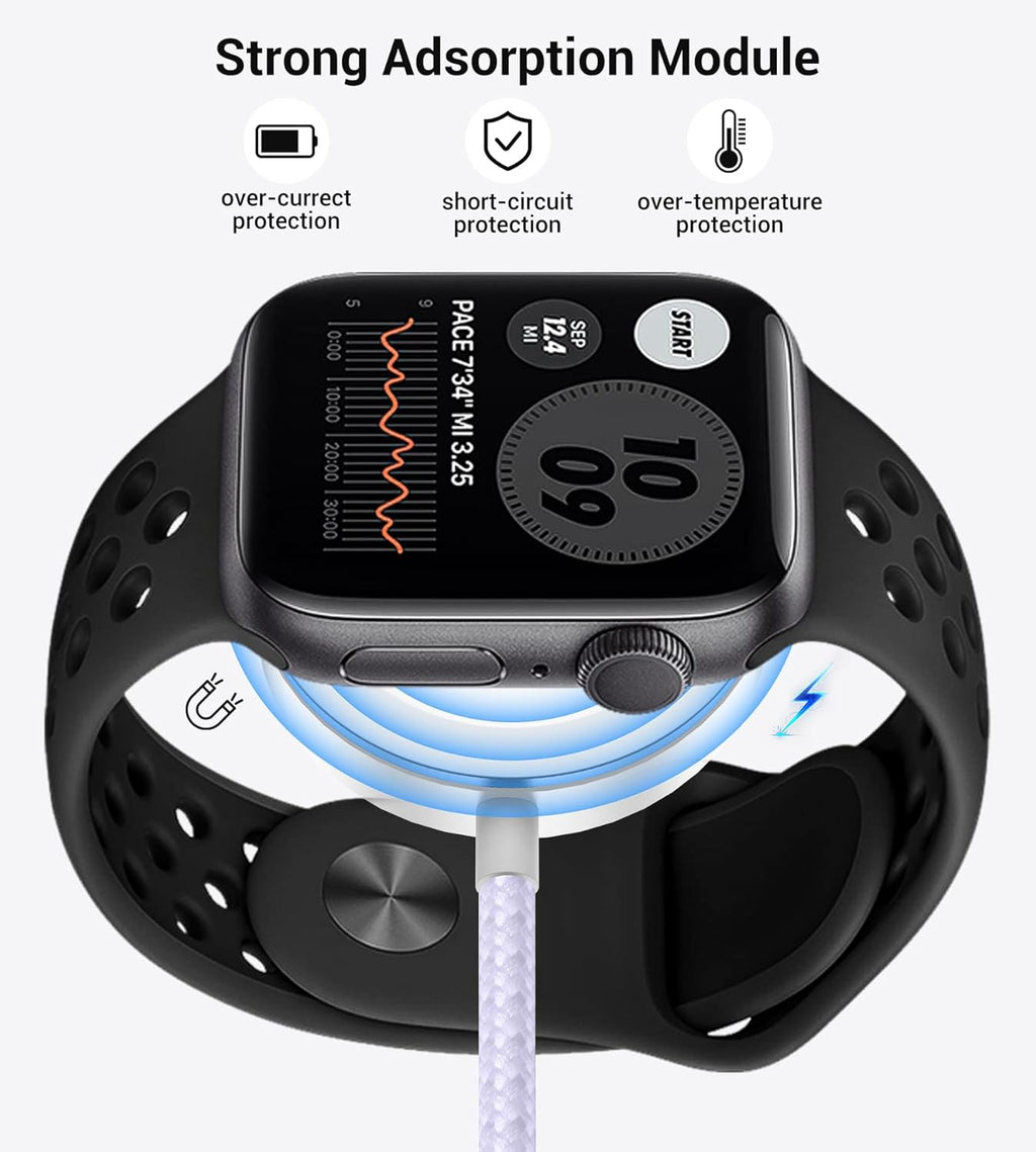Temdan for Travel Vacation Essentials,3 in 2 USB C Cable for Apple Watch Charger/iPhone 17 Charger/Lightning,Multi Charging Cable Cord,Camping Essentials,Designed for iWatch &iPhone 16-12-5FT Purple