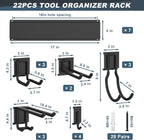 Ultrawall Garage Storage Organization, Garden Tool Organizer Garage Organizer Wall Mount Yard Tool Organizer Rack with 15 Hooks, Heavy Duty Wall Holders,22 Pcs
