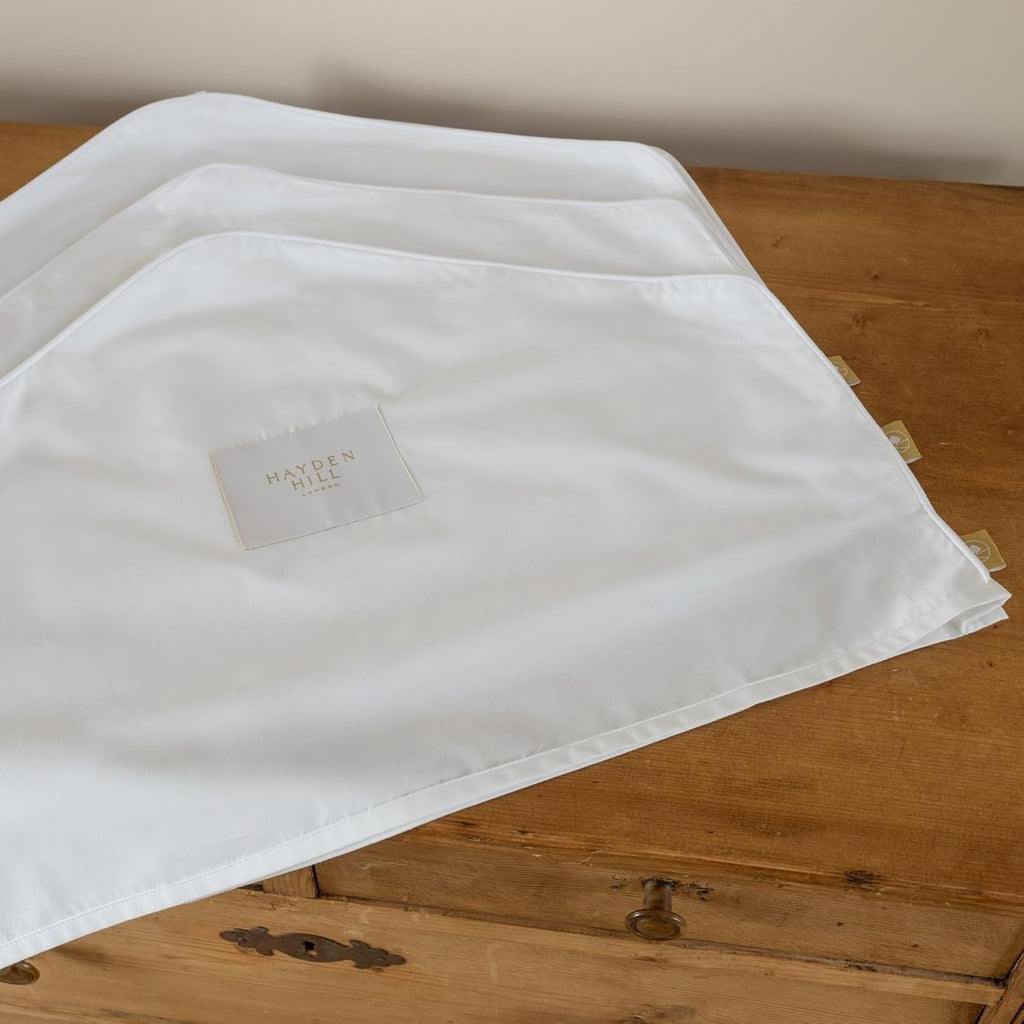 Hayden Hill Organic Cotton Shoulder Covers for Hanging Clothes, Set of 3 | Dust Covers for Jackets, Coats and Dresses, Clothing Shoulder Covers For Closet, Certified Carbon Neutral, White
