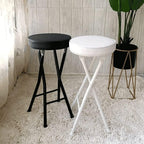Foldable Round High Chair for Adults Compact White Folding Bar Stool Non Slip Office Stool for Kitchen(White)