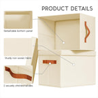 Storage Bins with Lids - Large Fabric Closet Bins with Lid, 6 Pack Clothes Organizers and Storage, Collapsible Stackable Cube Basket for Home, Office, Dorm, Beige