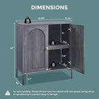 Modern TV Stands for 65 Inch TVs, 34" Tall Wood Entertainment Center w/Adjustable Shelves, Mid Century Modern TV Stand w/Arched Fluted Doors, Media Console Cabinet for Living Room, Dark Grey