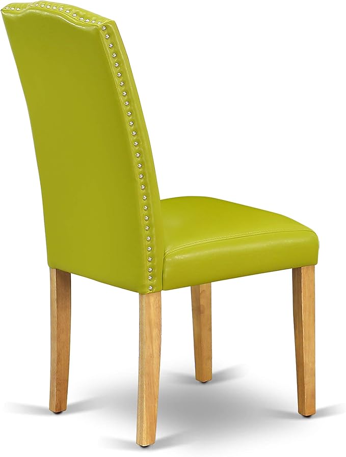 East West Furniture OXEN5-OAK-51 5 Piece Dining Set Includes a Square Dining Room Table and 4 Autumn Green Faux Leather Upholstered Parson Chairs, 36x36 Inch, Oak