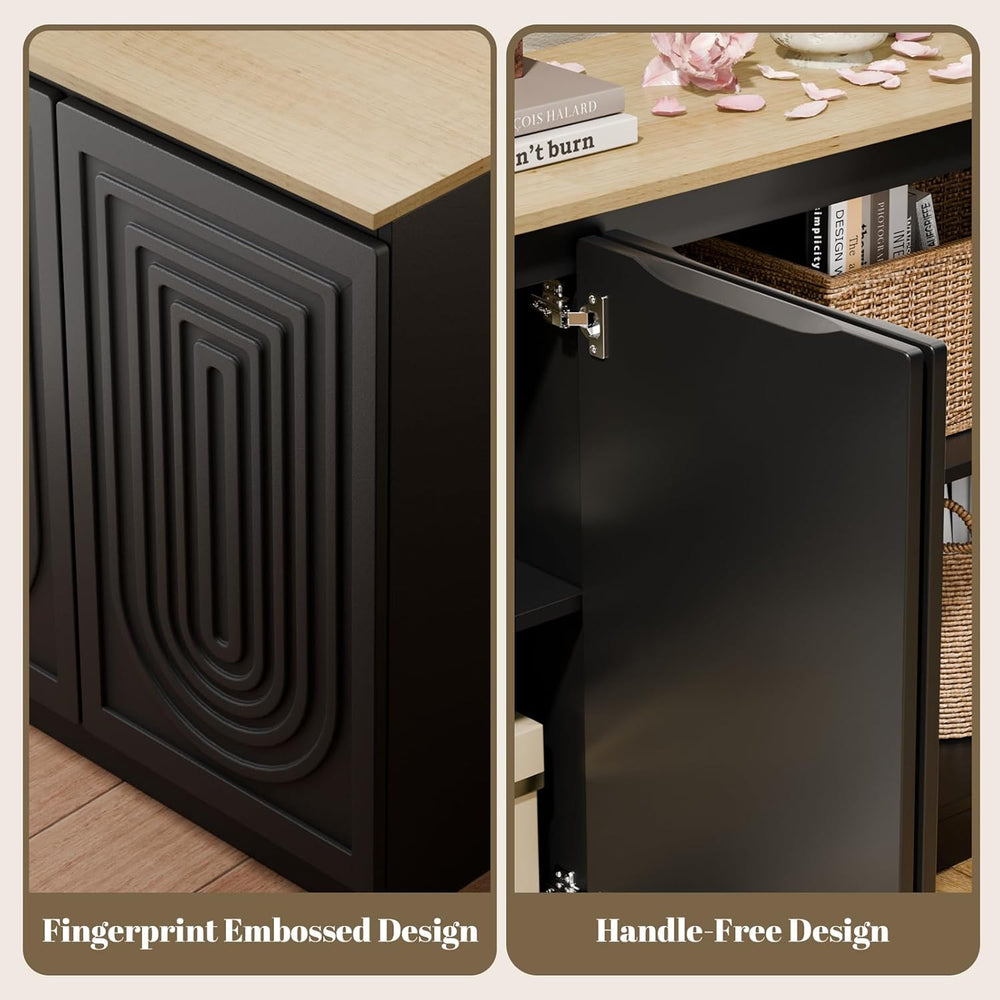 63" Fluted Sideboard Buffet Cabinet with Storage,Large Modern Accent cre...