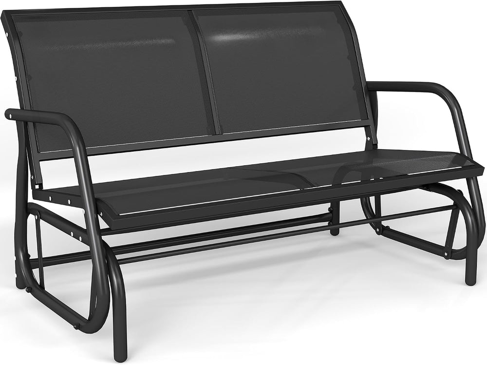 KROFEM Outdoor Glider Bench, Glider Bench for Outside Patio, Black | High Bac...