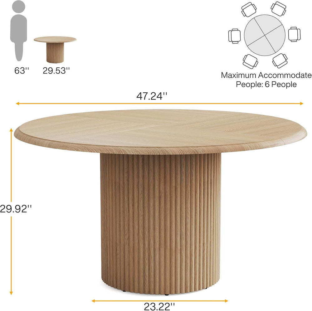 Tribesigns 47" Round Dining Table for 4, Farmhouse Kitchen Table with Me...