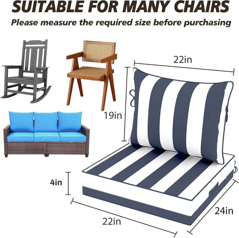 22X24-2set,Outdoor Chair Cushions, 30D High-Density Foam Patio Chair Cushions...