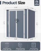 5x3 ft Outdoor Storage Shed with Floor, All-Weather Resin Tool Shed with 2 Shelves, Heavy-Duty Garden Shed for Yard, Bicycle, and Lawn Equipment, Easy Assembly, Dark Gray