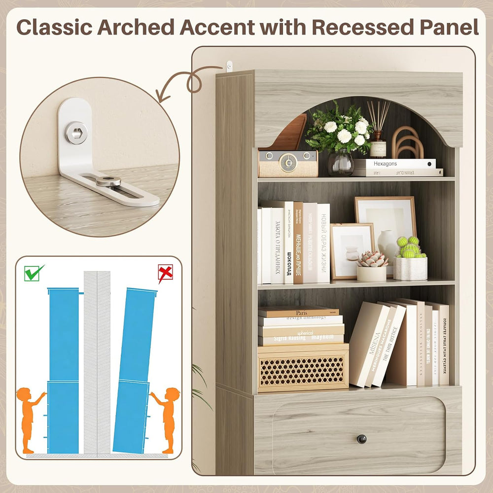 Cyclysio 80" Kitchen Pantry Cabinet with 3 Drawers, 47" Wide Arched...