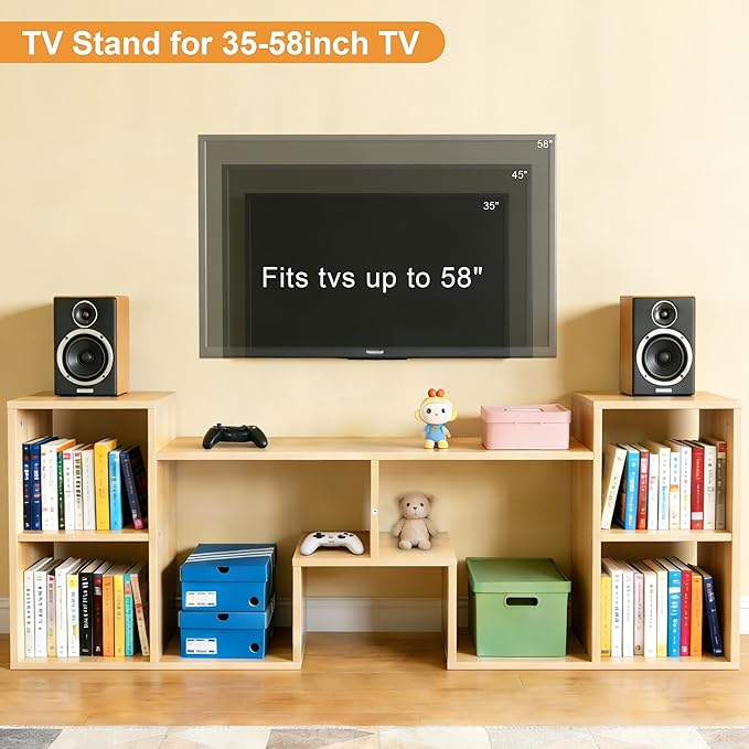Lightdot 65 inch TV Stand, Modern Entertainment Center with Storage Open Shelf Large Capacity for Collection, Media TV Table Consoles for Living Room/Bedroom/Sofa Cabinet, Easy Assembly - Walnut