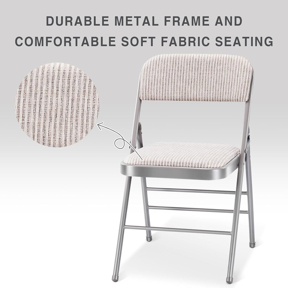 4 Pack Folding Chairs with PU Padded Cushion and Back, Commercial Grade Metal...