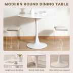 3-Piece 31.5" Round Dining Table Set for 2 with Upholstered Chairs – Space-Saving Modern Small Kitchen Cafe Bistro Set(Round Beige Linen Chair)