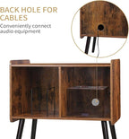 Record Player Stand with Vinyl Record Storage, Mid-Century Turntable Stand for Living Room Bedroom Office, Record Player Table, Vinyl Holder Holds up to 100 Albums, Rustic Brown