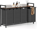 Laundry Hamper, Laundry Sorter with 4 Pull-Out Removable Oxford Fabric Bags Cloth Laundry Basket 4 x 10 Gallons (Grey and Rustic Brown)