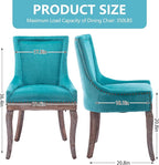 Modern Dining Chairs Set of 4, High Back Dining Chairs Side Chairs with Solid Wood Legs, Upholstered Fabric Dining Room Chairs for Dining Room Kitchen, Lake Blue
