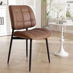 Dining Chair, Mid Century Modern Dining Room Chair, Upholstered Faux Leather Kitchen Chairs with Thick Cushion and Walnut Bentwood Back for Kitchen Dining Room, Coffee