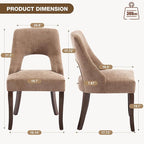 UVV Wooden Dining Chairs Set of 4, Mid Century Modern Upholstered Dining Room Chair Kitchen Chairs, Chenille Dinner Chair with Solid Wood Legs for Kitchen Dining Room, Khaki
