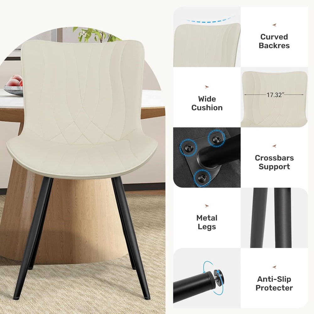 Dining Chair Set of 4 PU Leather Dining Room Chairs Upholstered Comfy Dining ...