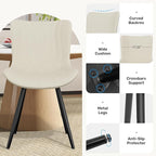 Dining Chair Set of 2 PU Leather Dining Room Chairs Upholstered Comfy Dining Chairs Modern Kitchen Armless Side Chair with Sturdy Metal Legs,Beige