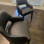 PU Leather Dining Chairs Set of 2 Upholstered Armchair Side Chairs Wood Accent Chair for Living Room/Dining Room/Bedroom/Restaurant, Black