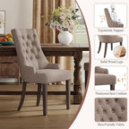 COLAMY Wingback Upholstered Side Dining Room Chairs Set of 4, Fabric Dining Chairs with Tufted Button, Living Room Chairs for Home Kitchen, Taupe