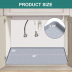 Under Sink Mat, 34" x 19" Waterproof Silicone Under Sink Tray for Kitchen & Laundry Cabinets, Kitchen Cabinet Shelf Protector, Up to 3.3 Gallons Liquid, Fits 36 inch Standard Cabinet Light Grey