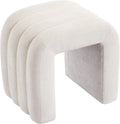 Multi-Functional Ottoman Stool, Footrest for Couch, Modern Vanity Stool for Make-up Room, Living Room and Entryway, Small Cute Footstool (White Chenille)