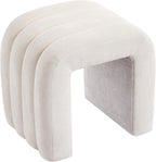 Multi-Functional Ottoman Stool, Footrest for Couch, Modern Vanity Stool for Make-up Room, Living Room and Entryway, Small Cute Footstool (White Chenille)