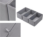 Dresser Drawer Organizer 3-Pack Gray - Small Storage Bins for Socks & Underwear, Foldable Fabric Dividers for Closet