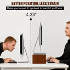 Monitor Stand Riser with Storage, 2 Tier Desk Organizer & Desktop Wood Shelf, Ergonomic Computer Stand for Laptop, PC & Printer, 16" Small TV Riser with 50 lbs Weight Capacity, Walnut Brown